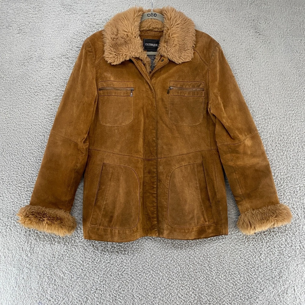 Vintage Penny Lane Jacket Womens Medium‎ Leather Suede Lined Y2K 90s Faux Fur